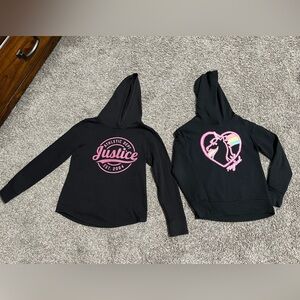 2 girls hoodies sz 8. Justice & SO Brand